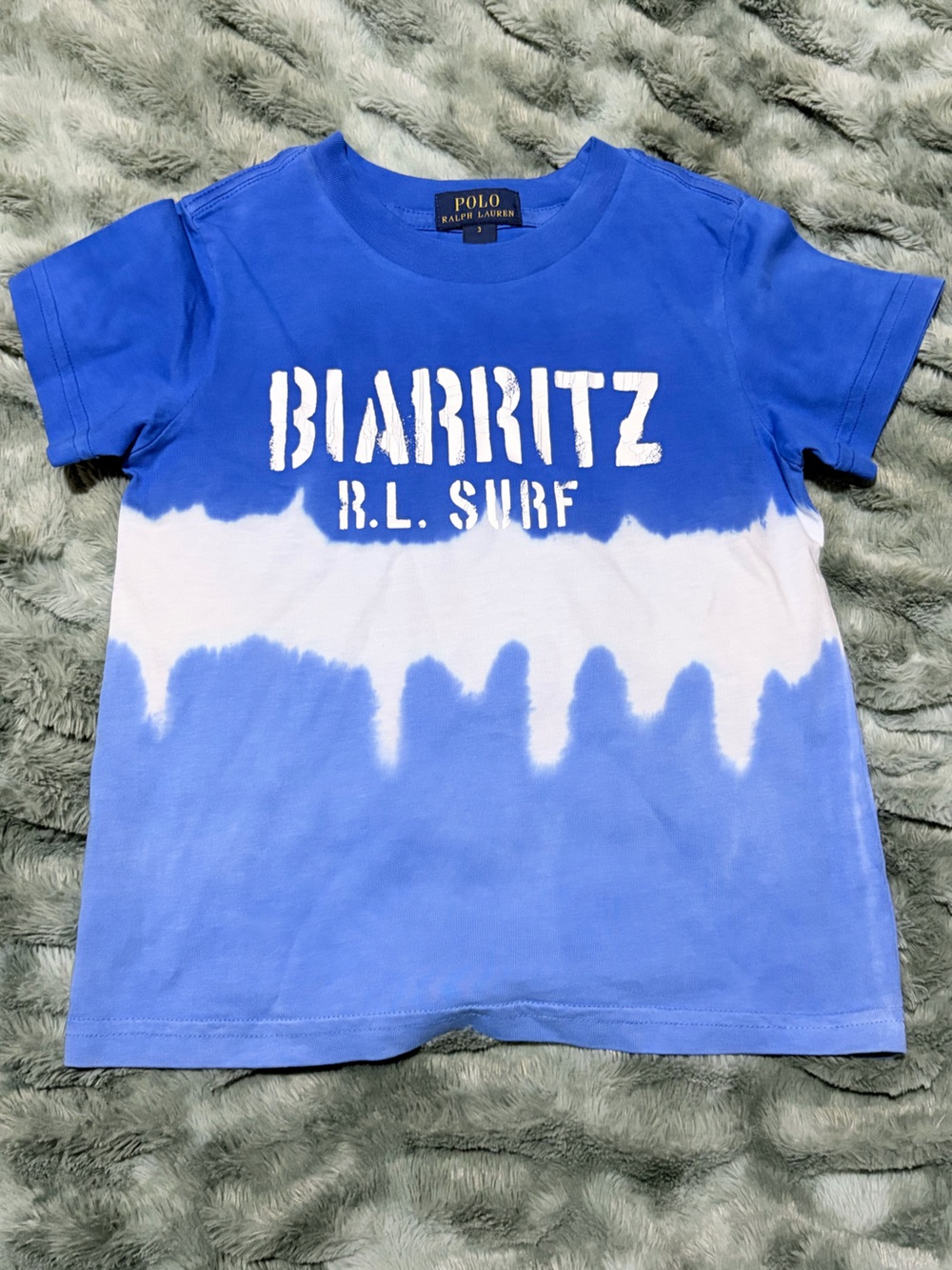 Polo by Ralph Lauren Blue & White Tie-Dye 'Biarritz R.L. Surf' Kids Tee